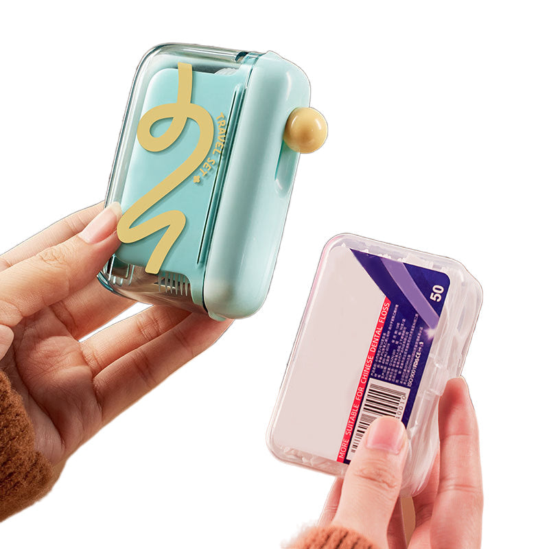 Floss dispenser with push button