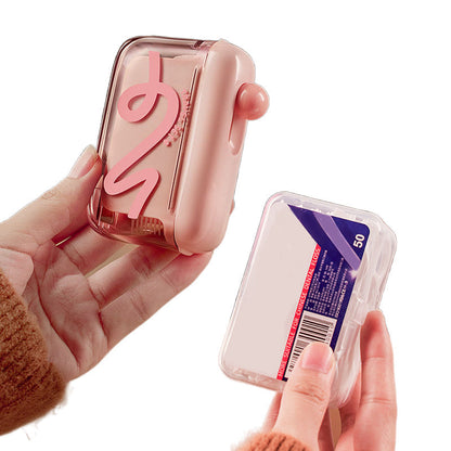 Floss dispenser with push button