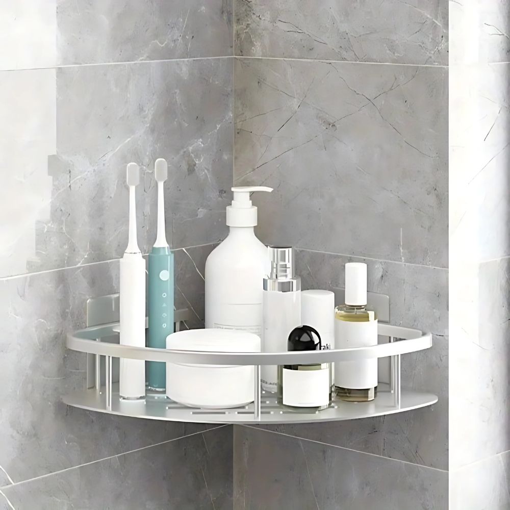 Corner Shower Shelf – Drill-Free Aluminum Wall Shelf for Bath & Shower