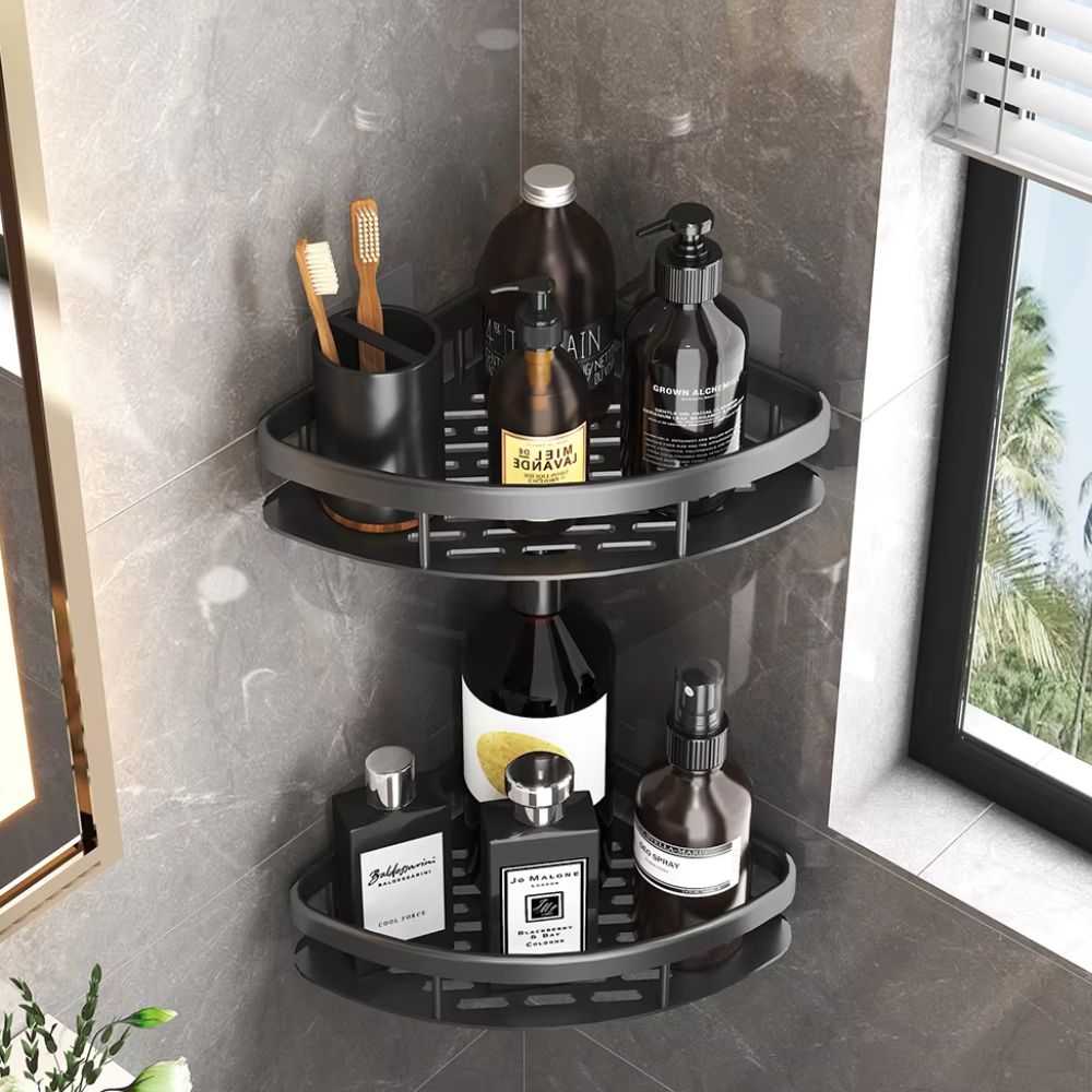 Corner Shower Shelf – Drill-Free Aluminum Wall Shelf for Bath & Shower