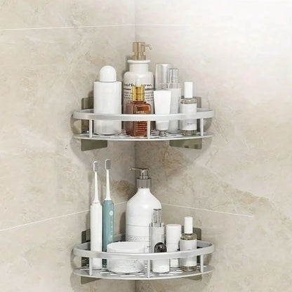 Corner Shower Shelf – Drill-Free Aluminum Wall Shelf for Bath & Shower