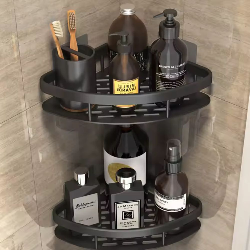 Corner Shower Shelf – Drill-Free Aluminum Wall Shelf for Bath & Shower
