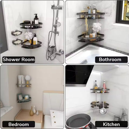 Corner Shower Shelf – Drill-Free Aluminum Wall Shelf for Bath & Shower