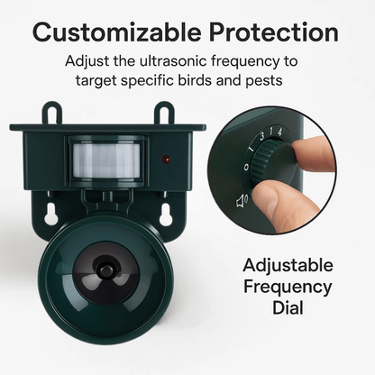 Bird repellent device with motion sensor – solar-powered and noise deterrent