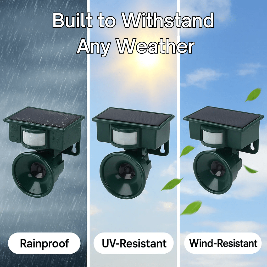Bird repellent device with motion sensor – solar-powered and noise deterrent