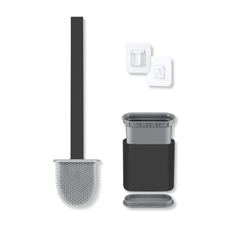 Silicone Toilet Brush with Holder – Wall-Mountable, Quick-Drying