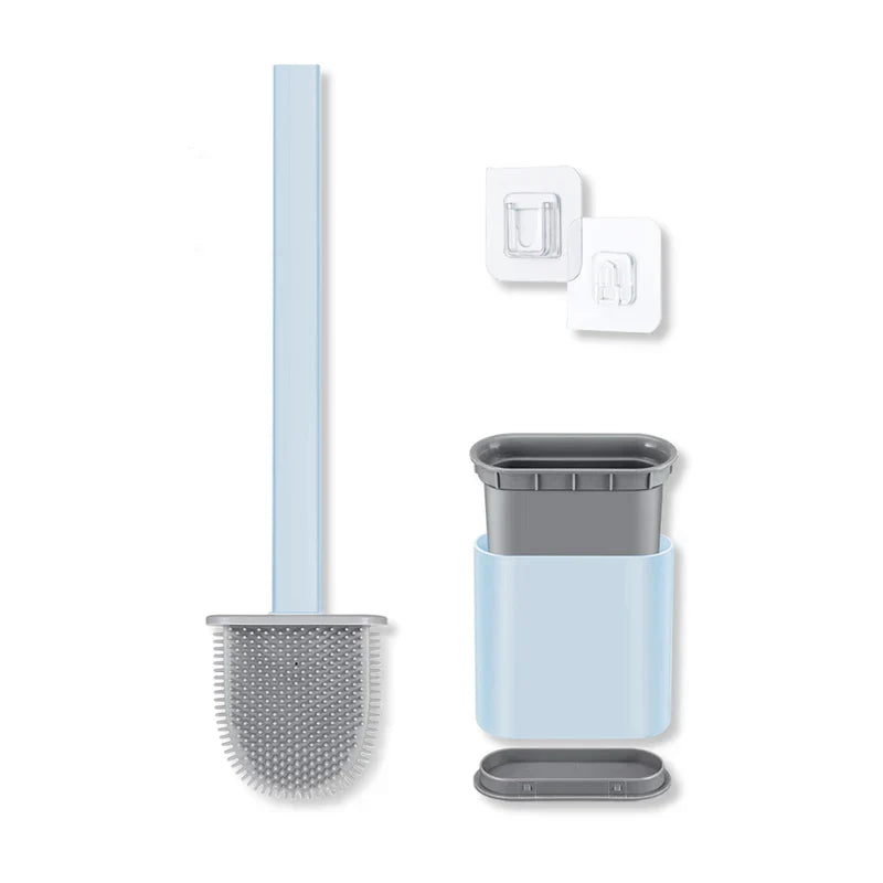 Silicone Toilet Brush with Holder – Wall-Mountable, Quick-Drying