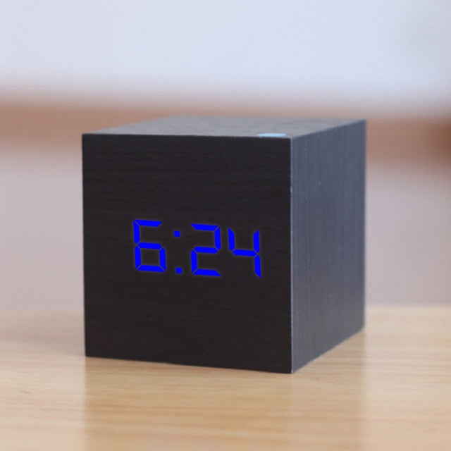 Digital LED Alarm Clock with Temperature Display