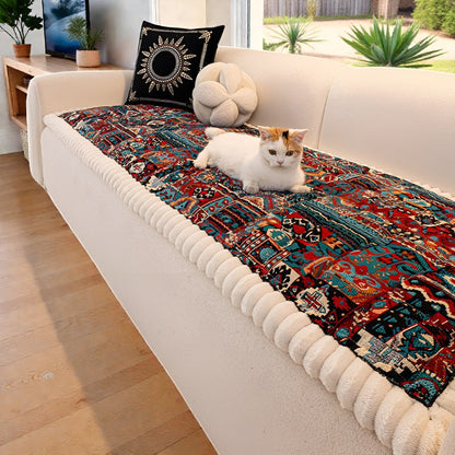 Quilted sofa cover with ethnic pattern – Non-slip