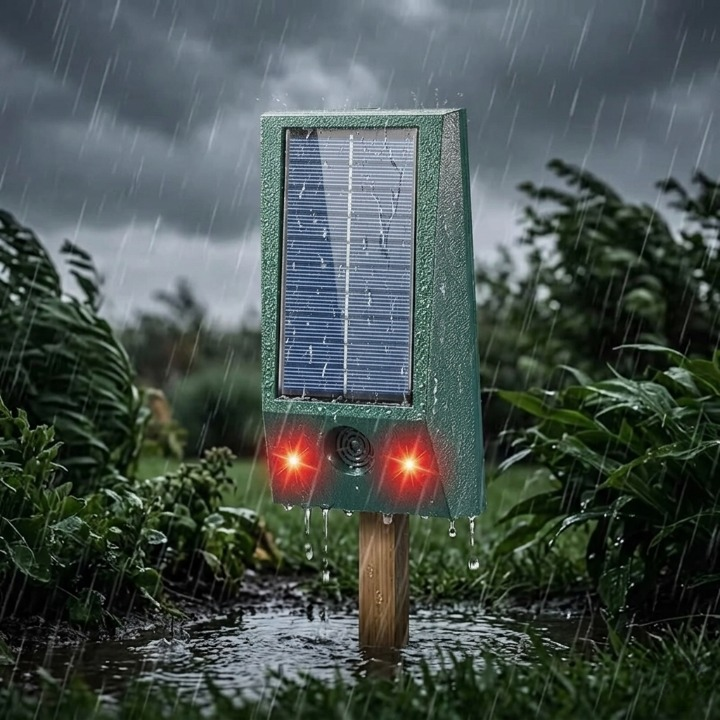 Solar pest repeller with ultrasound & LED flash – protection up to 600 m², weatherproof