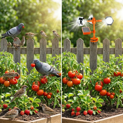 Solar Bird Repellent 360° – Reflective Scarecrow with Sound