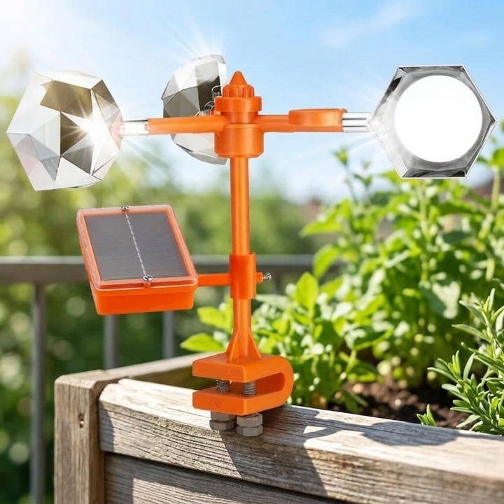 Solar Bird Repellent 360° – Reflective Scarecrow with Sound