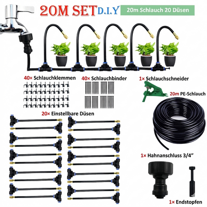 Garden misting system 20 m – irrigation & cooling with 20 brass nozzles