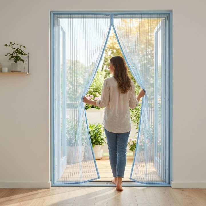 Magnetic Door Curtain 100 × 210 cm – Fly Screen, No-Drill Installation