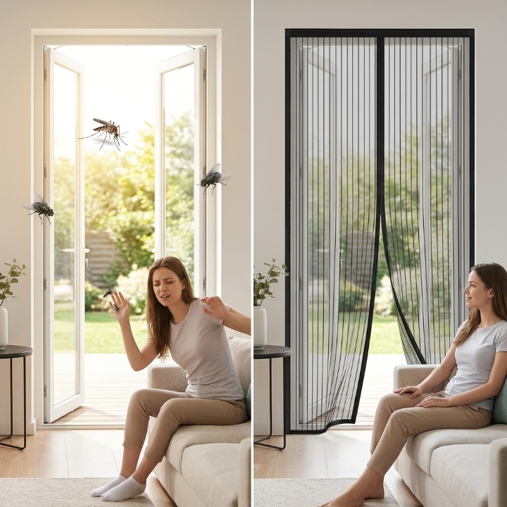 Magnetic Door Curtain 100 × 210 cm – Fly Screen, No-Drill Installation
