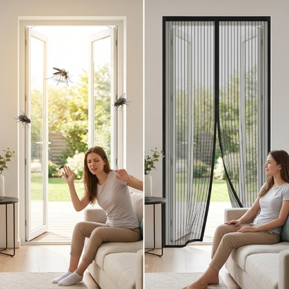 Magnetic Door Curtain 100 × 210 cm – Fly Screen, No-Drill Installation