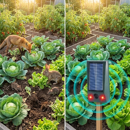 Solar pest repeller with ultrasound & LED flash – protection up to 600 m², weatherproof