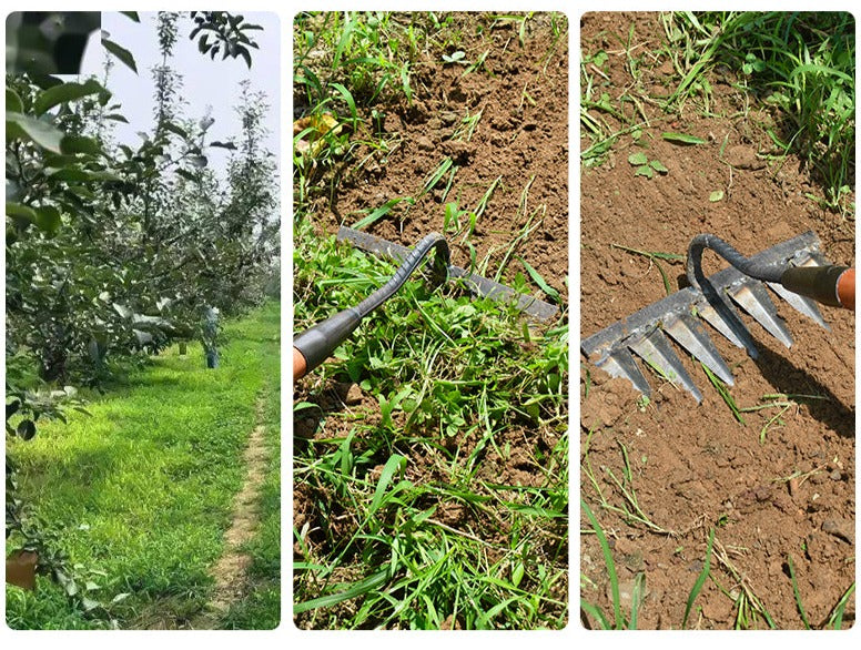 Carbon Steel Garden Hoe – Sharp Tines for Weeding and Soil Loosening
