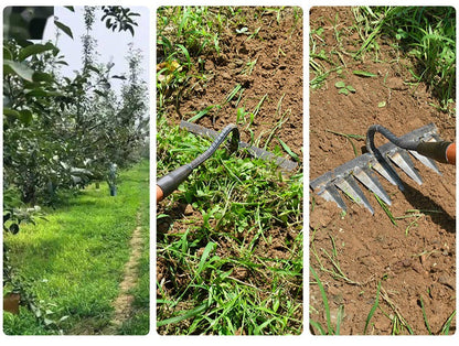 Carbon Steel Garden Hoe – Sharp Tines for Weeding and Soil Loosening