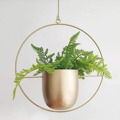 Hanging metal planter with chain – Oval or round frame