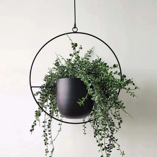 Hanging metal planter with chain – Oval or round frame