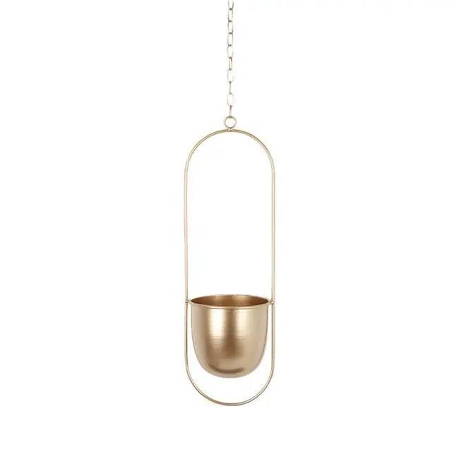 Hanging metal planter with chain – Oval or round frame