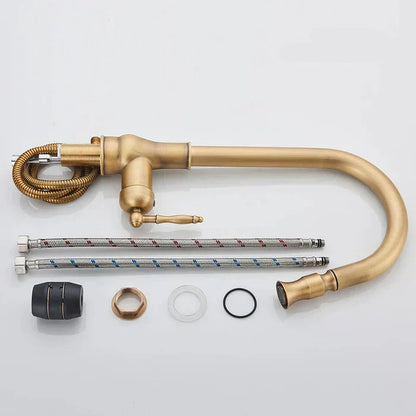 Kitchen faucet with swivel spout – Antique brass finish