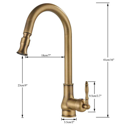 Kitchen faucet with swivel spout – Antique brass finish