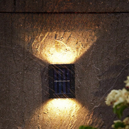 Solar LED wall lamp – Warm light without cables (4-piece set)