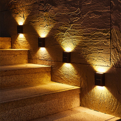 Solar LED wall lamp – Warm light without cables (4-piece set)