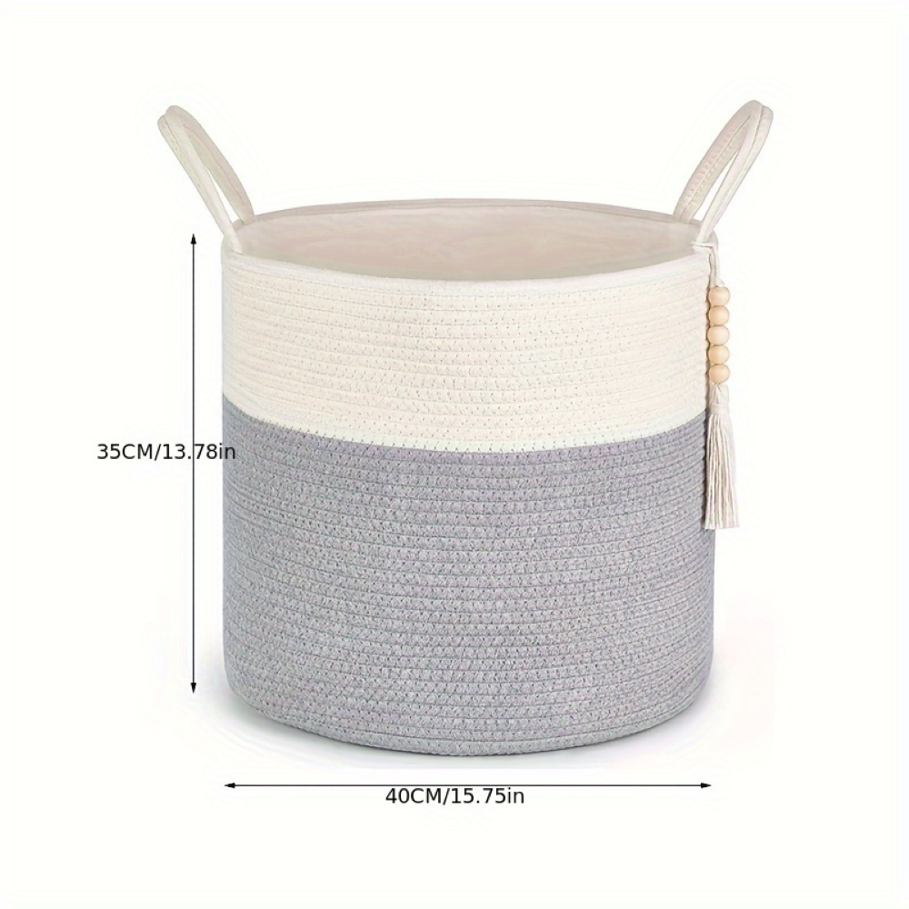 Baumwoll-Aufbewahrungskorb mit Griffen – Elegantes Boho-Design -   Mivoza Deutschland