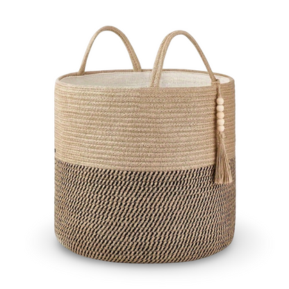 Baumwoll-Aufbewahrungskorb mit Griffen – Elegantes Boho-Design -   Mivoza Deutschland