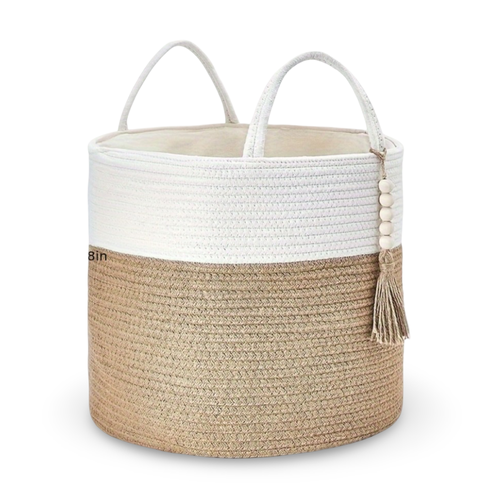Baumwoll-Aufbewahrungskorb mit Griffen – Elegantes Boho-Design -   Mivoza Deutschland