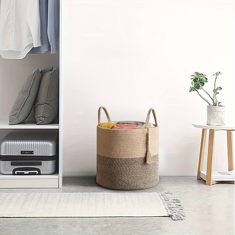 Baumwoll-Aufbewahrungskorb mit Griffen – Elegantes Boho-Design -   Mivoza Deutschland