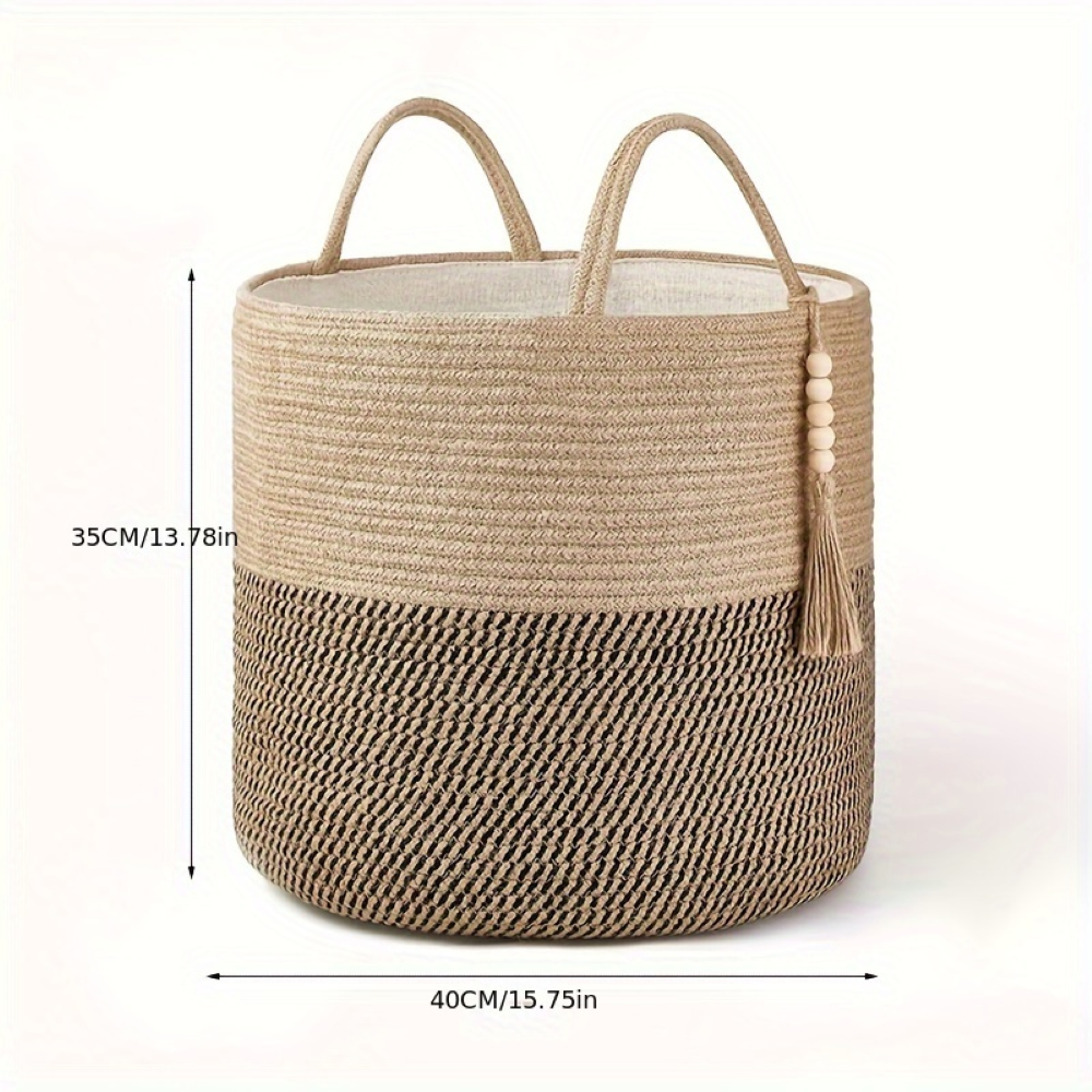 Baumwoll-Aufbewahrungskorb mit Griffen – Elegantes Boho-Design -   Mivoza Deutschland