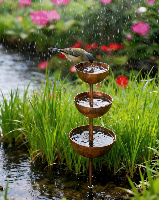 3-stage metal rain catcher for garden