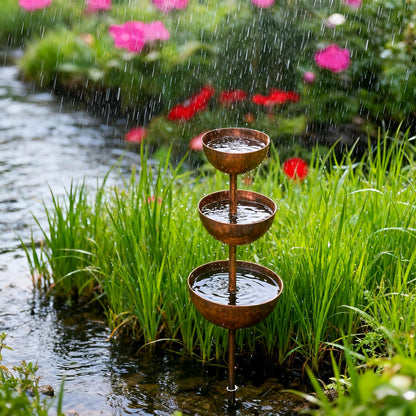 3-stage metal rain catcher for garden