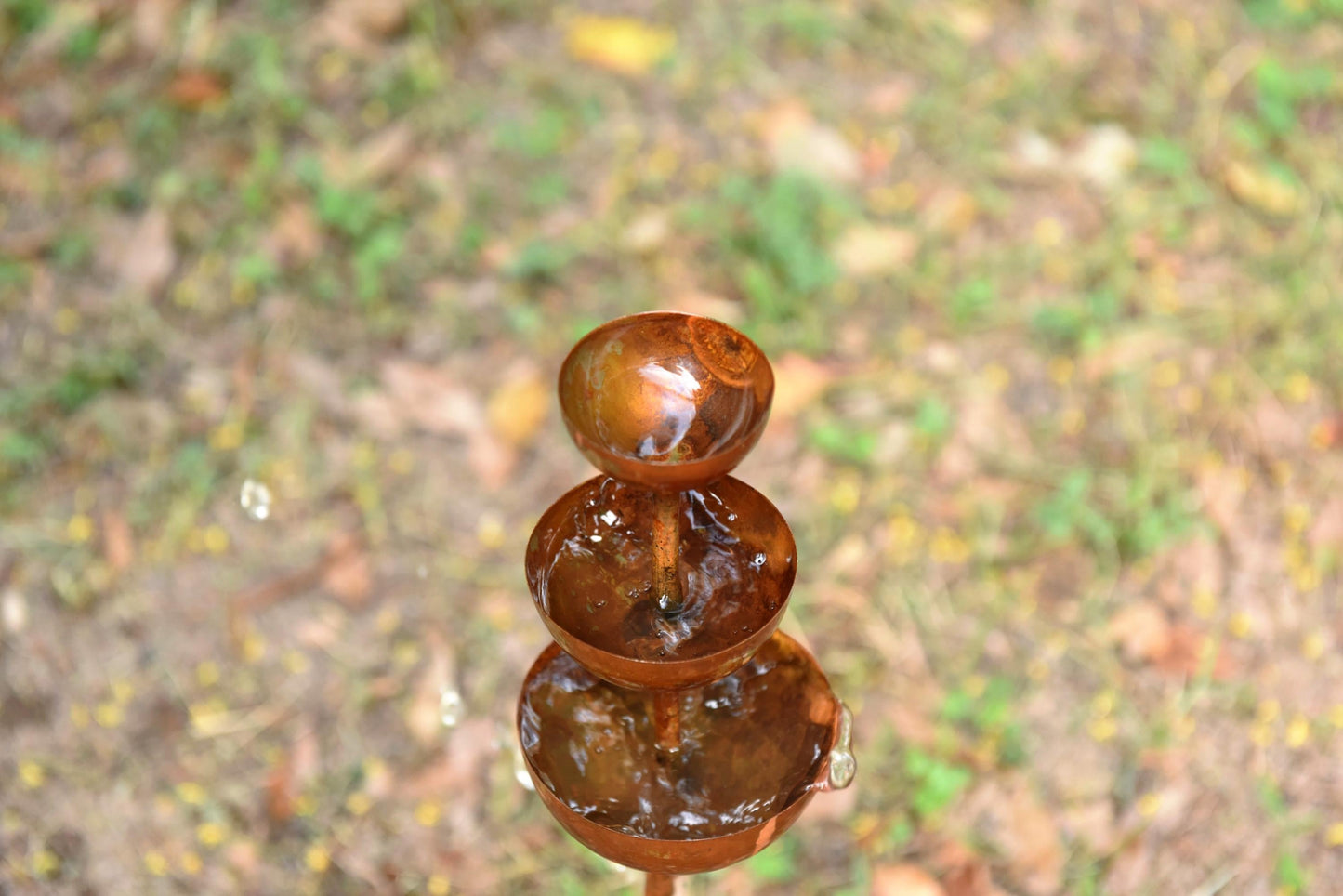 3-stage metal rain catcher for garden