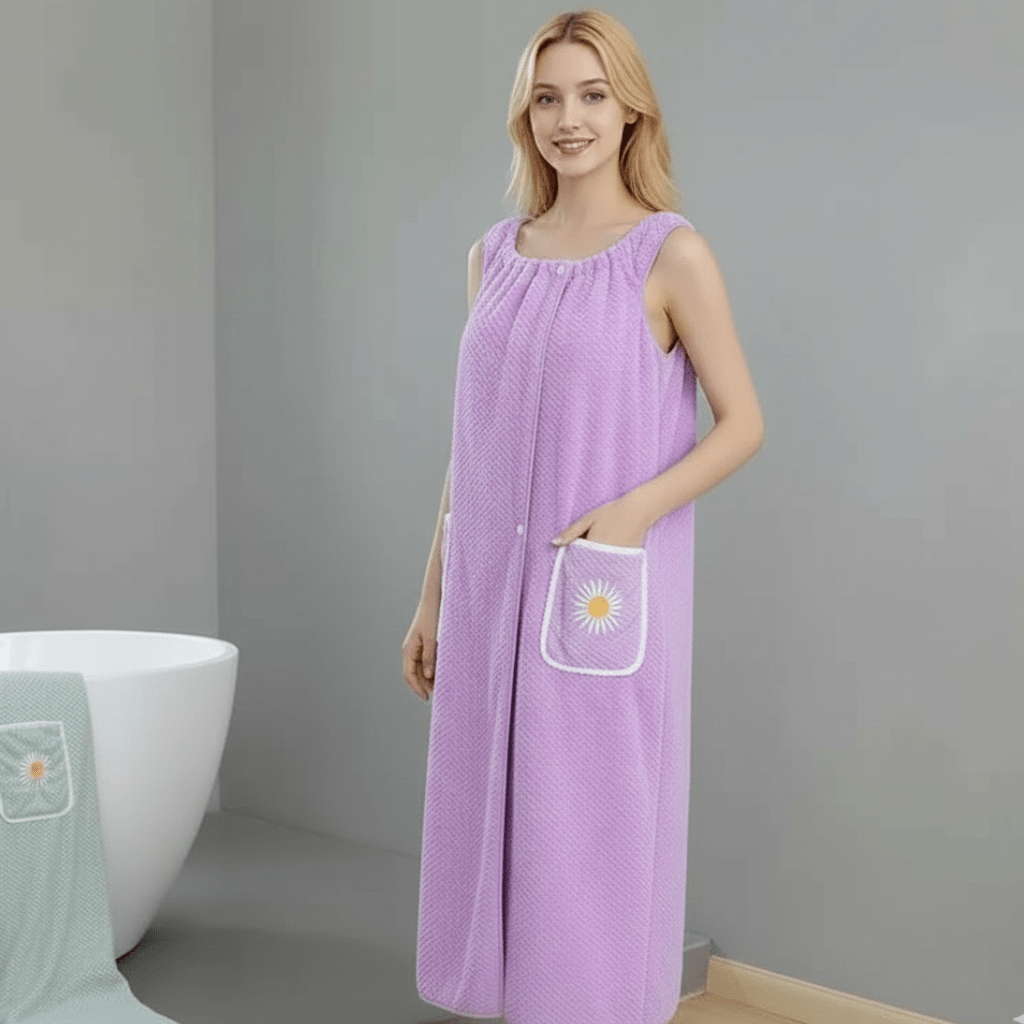Wearable bath towel with straps