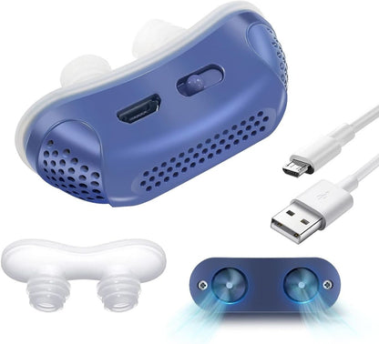 Nasal insert against snoring with air pump – Electric breathing aid