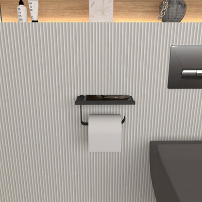 Toilet paper holder with phone shelf
