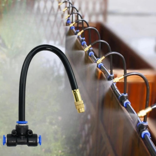Irrigation system for garden & balcony — 360° spray nozzles, no electricity needed