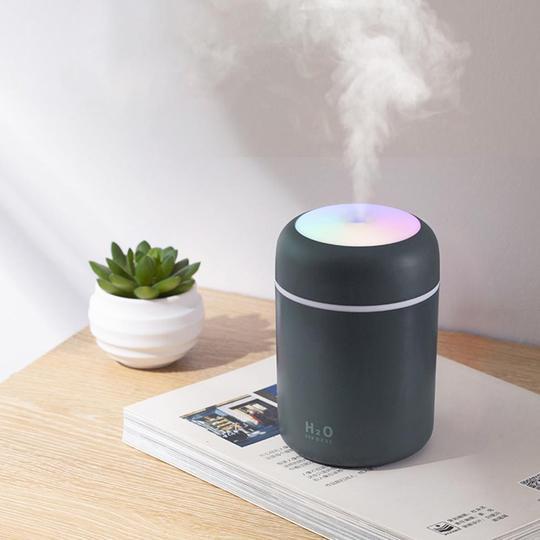 Compact Ultrasonic Humidifier – 300 ml with Color Ring Lighting