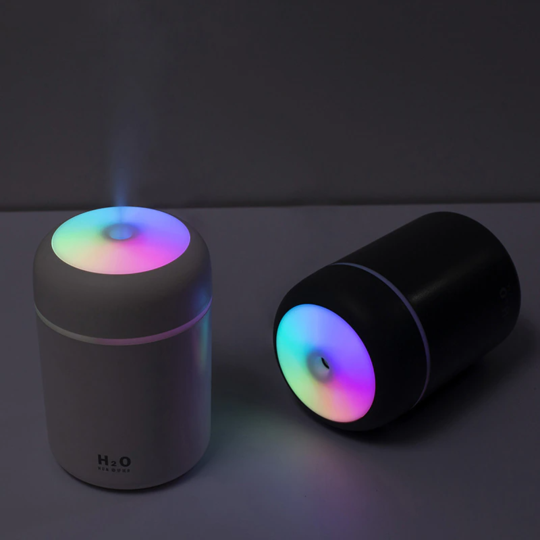 Compact Ultrasonic Humidifier – 300 ml with Color Ring Lighting
