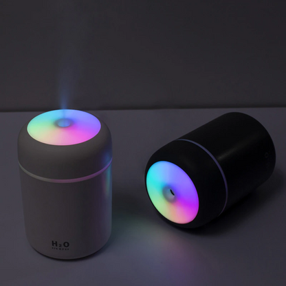 Compact Ultrasonic Humidifier – 300 ml with Color Ring Lighting