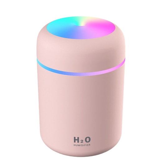 Compact Ultrasonic Humidifier – 300 ml with Color Ring Lighting