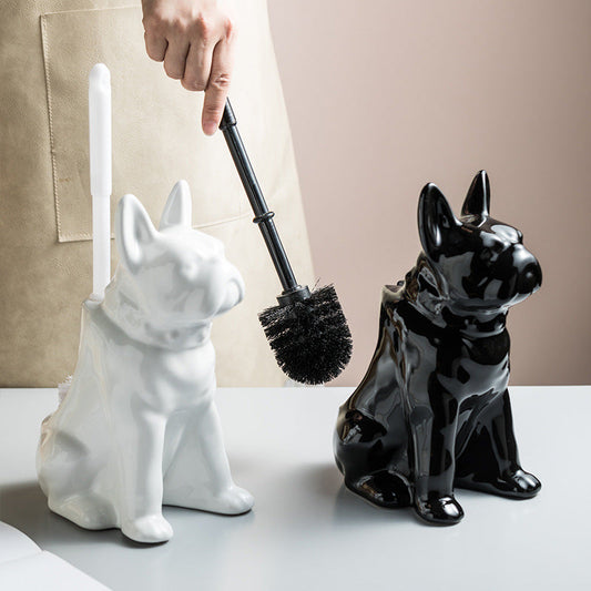Toilet Brush Holder Ceramic Bulldog