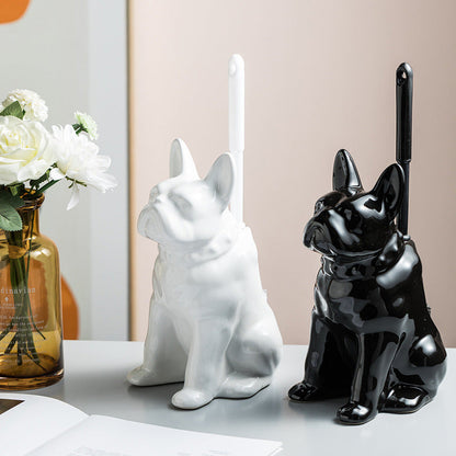 Toilet Brush Holder Ceramic Bulldog