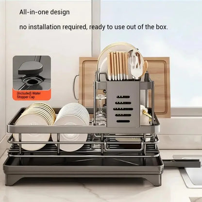 Two-Tier Dish Rack with Drip Tray – Ready to Use Immediately