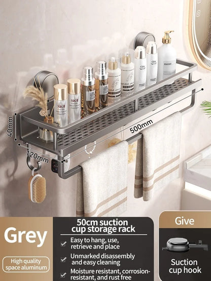 Suction Cup Bathroom Shelf – Drill-Free Wall Mounting in 3 Sizes
